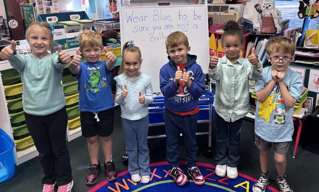 Our students and staff took part in dressing in blue for bullying prevention.