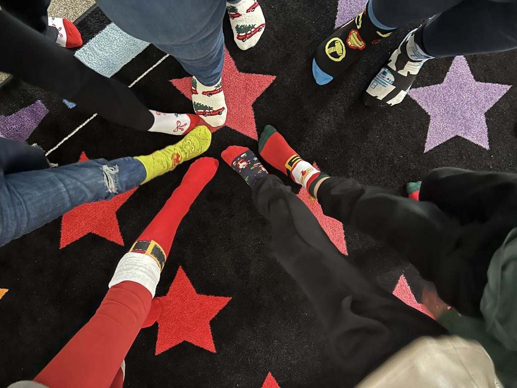 ✨A successful start to our holiday dress down days! Festive socks & hats were worn by staff and students — and everyone looked awesome!✨
