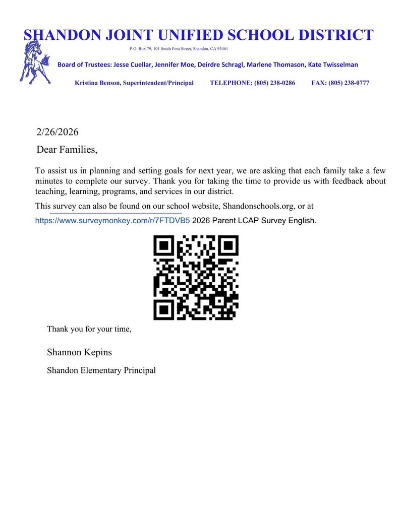 LCAP Parent Survey letter 2025