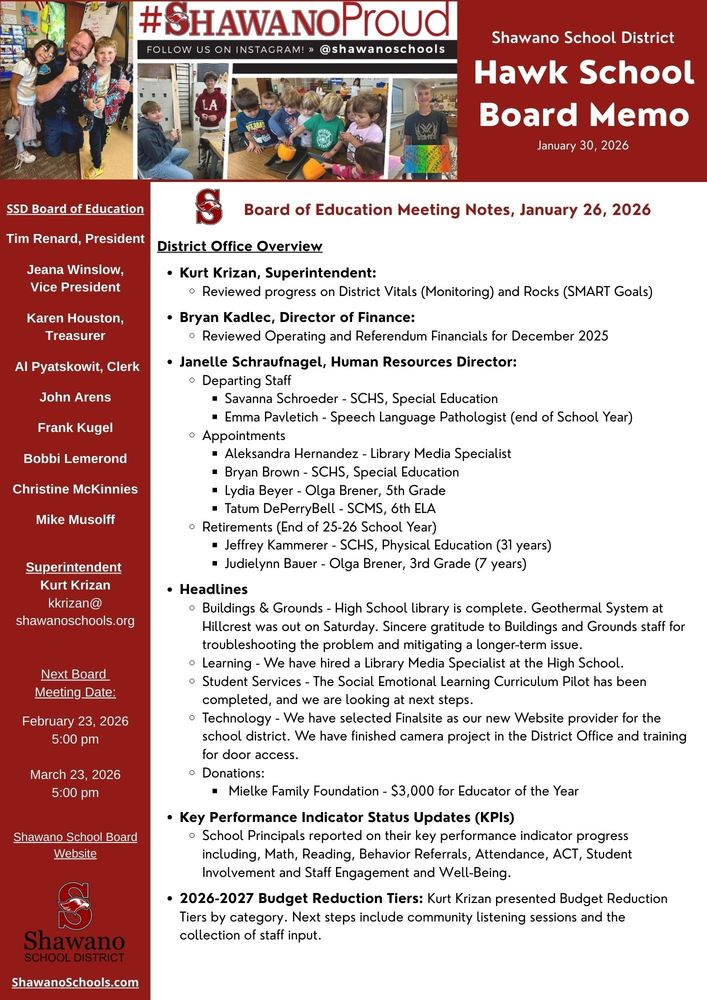 Hawk Board Memo Page 1