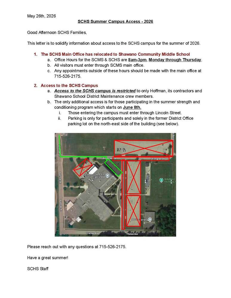 SCHS Summer Campus Access