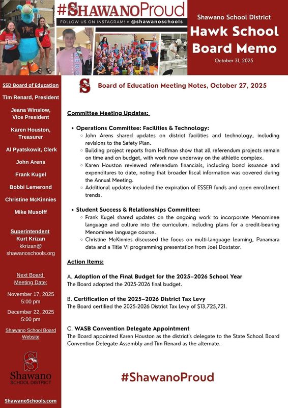 Oct 2025 Hawk Board Memo Page 2