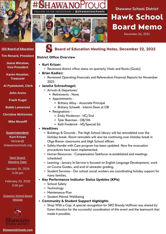 Hawk Board Memo Page 2