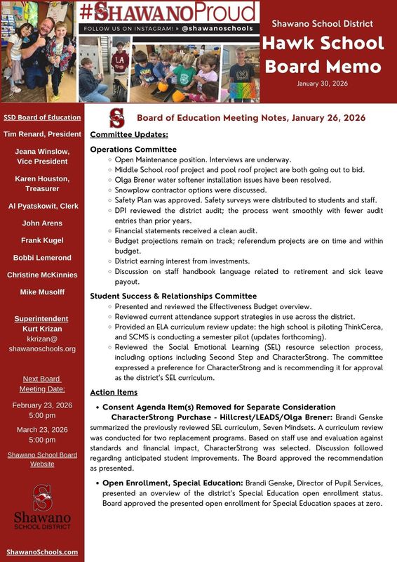 Hawk Board Memo Page 2