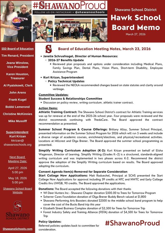 Hawk Board Memo March 2026 - 2