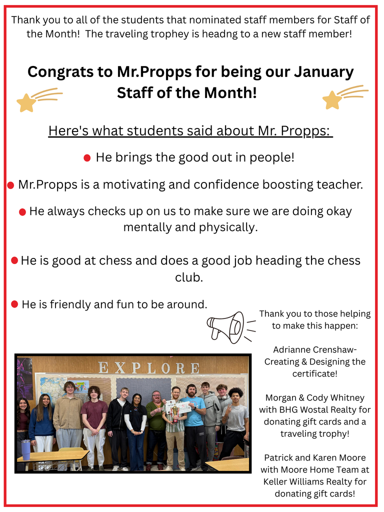 Staff of the Month - Mr. Propps