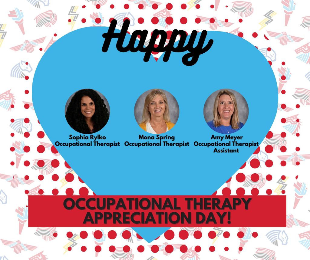 A heart around three staff photos of our Occupational Therapy Team that include Sophia Rylko, Mona Spring, and Amy Meyer.