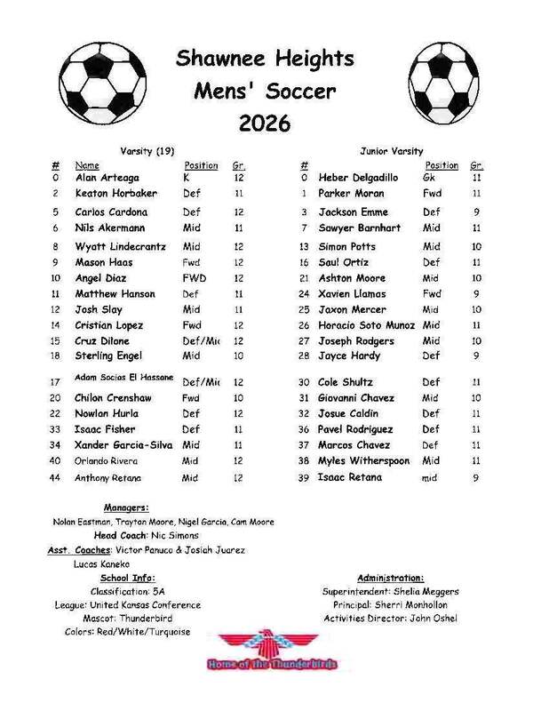 SH Soccer Roster