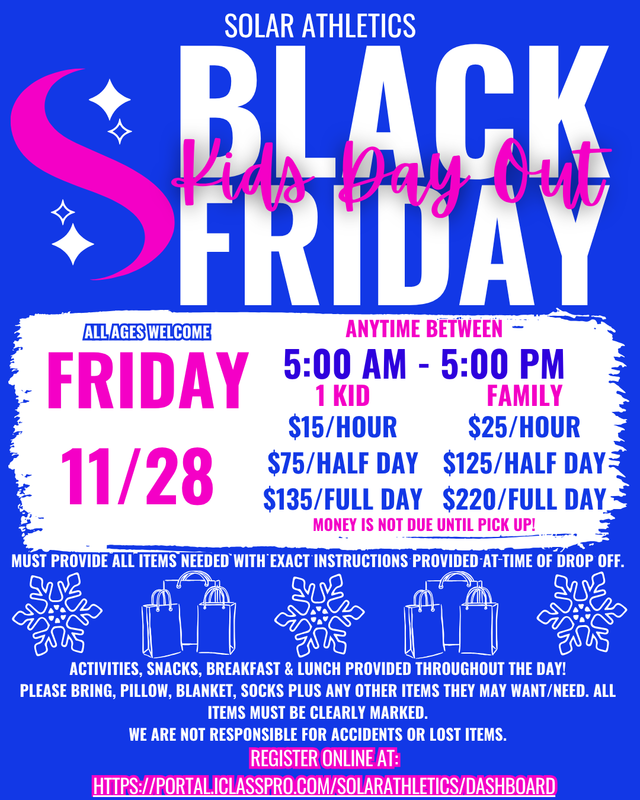 Black Friday - Kids Day Out - Solar Athletics