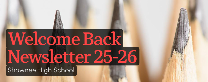 close up photo of sharpened pencils with red lettering that reads welcome back newsletter