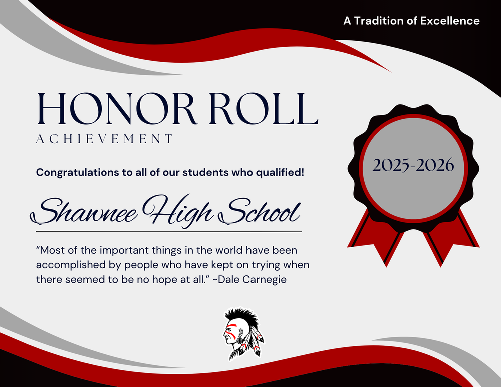 Honor roll certificate with black, grey, and red swirls