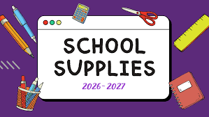 2026-2027 5th Grade School Supply List
