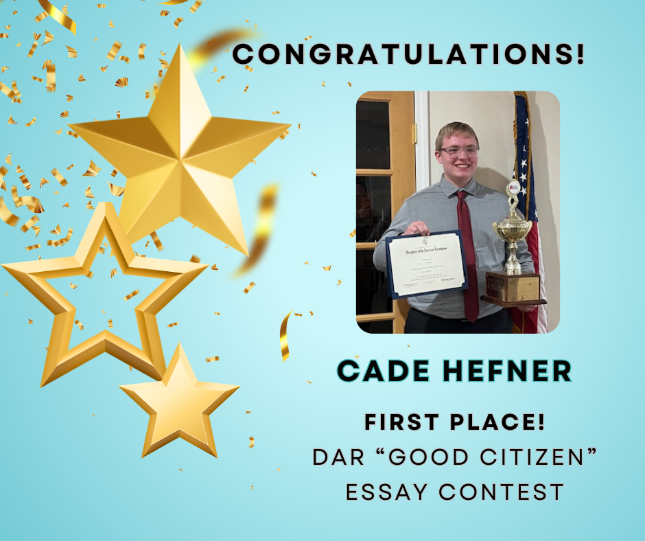 Blue background with stars and picture of student