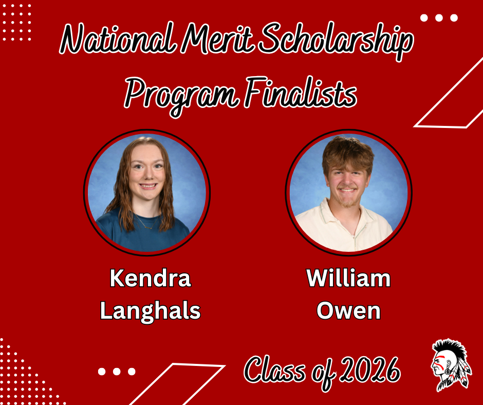 Phototgraph with two student pictures of our National Merit Scholarship Program Finalists.