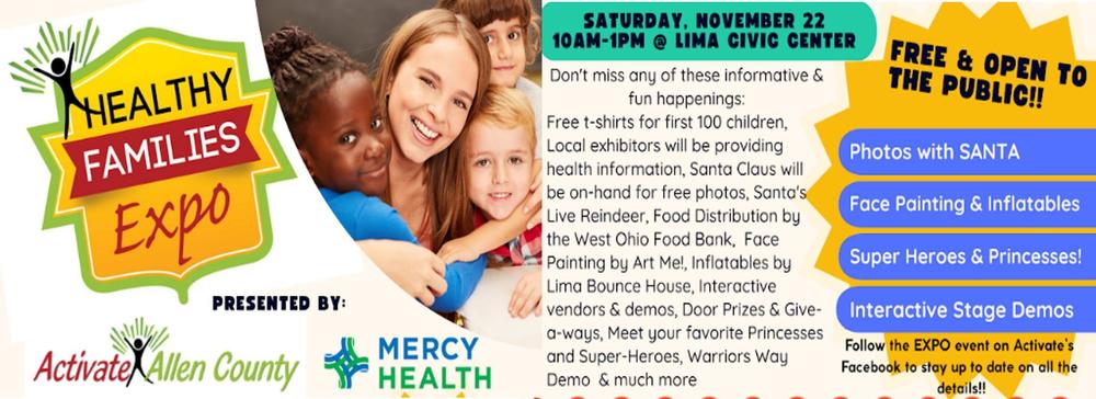 Heathy Family EXPO by Activate Allen County- Saturday, November 22 10am-1pm at Lima Civic Center