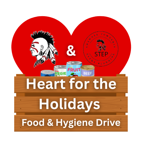red heart in crate stating heart for the Holidays Food and hygiene drive