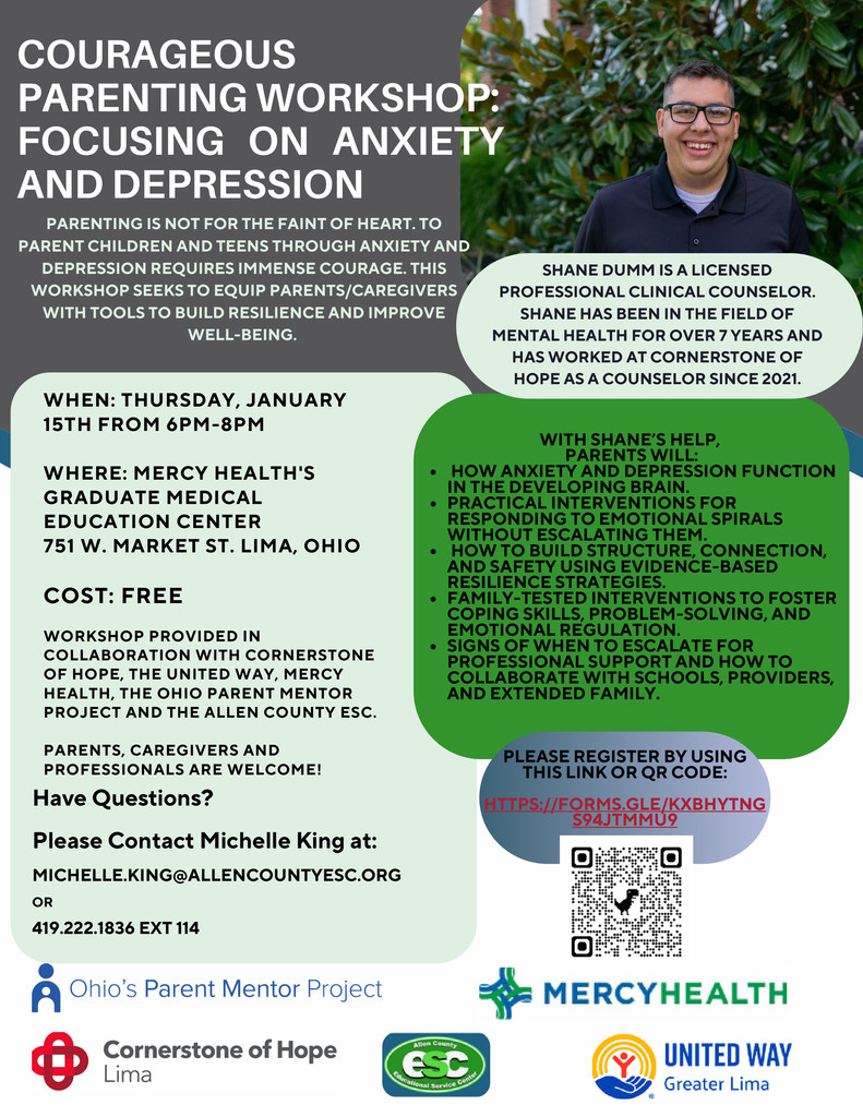 Anxiety and Depression Workshop-  January 15 from 6pm-8pm