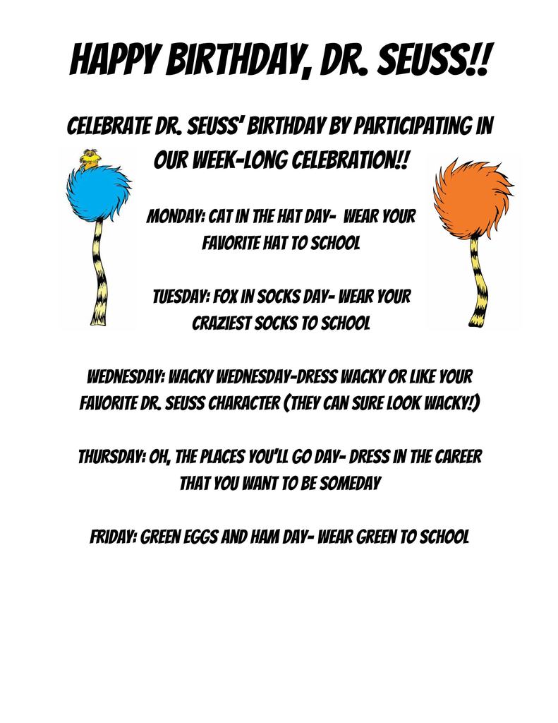 Dr. Seuss week celebration