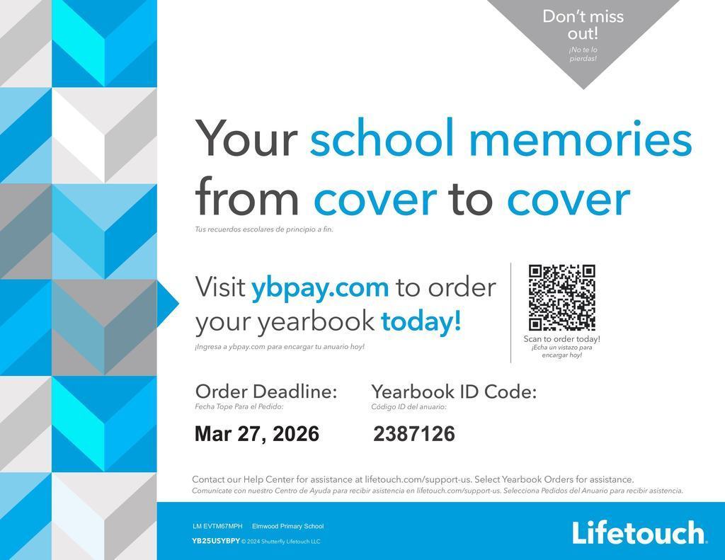 Order your yearbook today! Last day to order March 27th 2026