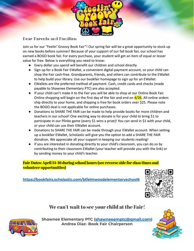 Spring Book Fair schedule