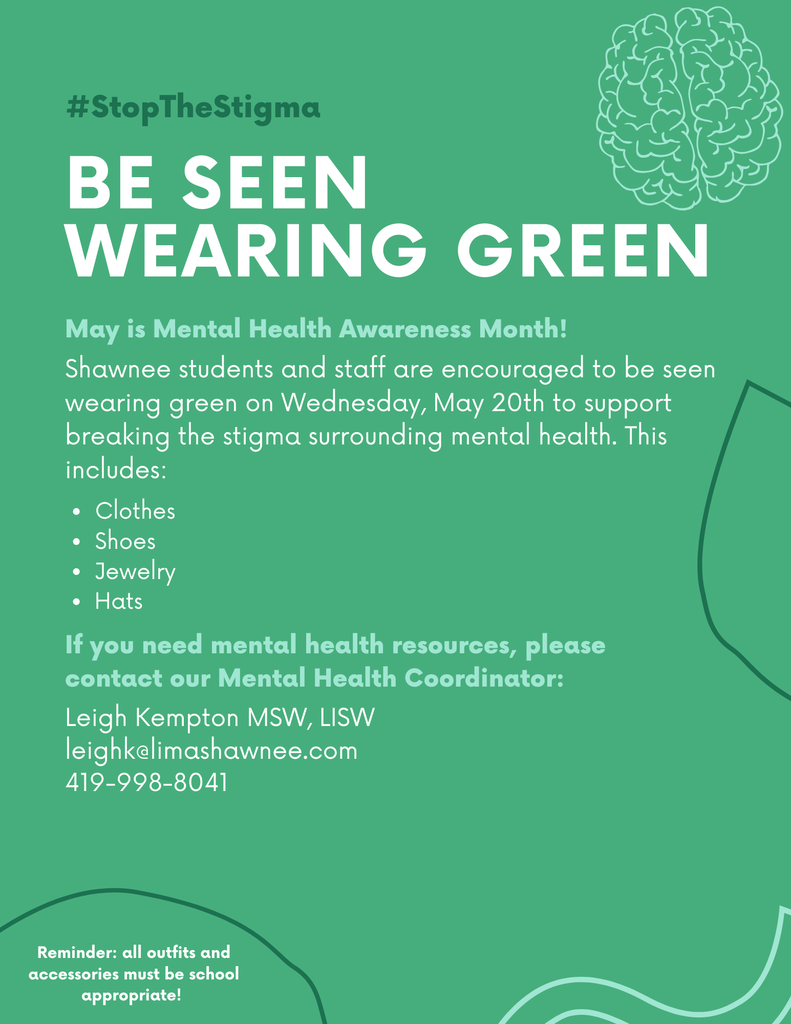 Green flier about Mental Health Awareness Month