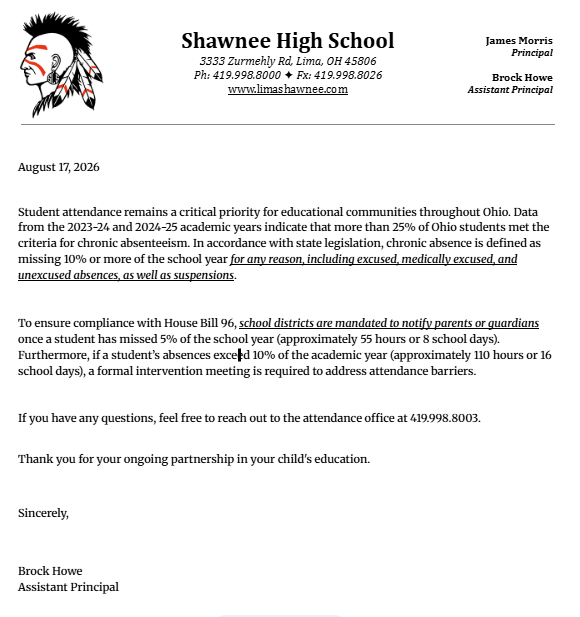 Attendance Letter