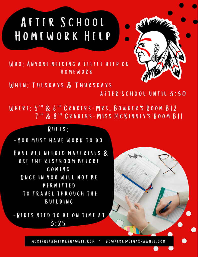 Middle School Homework help starting 9/15