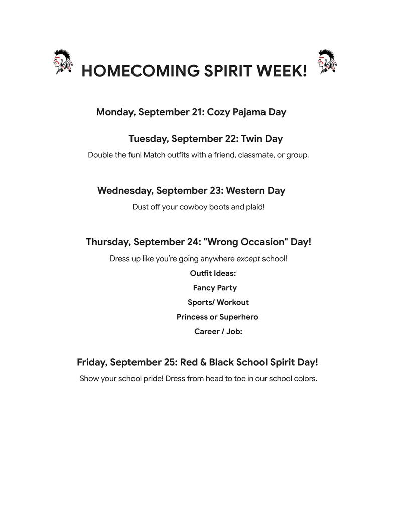 Homecoming Spirit Week Themes