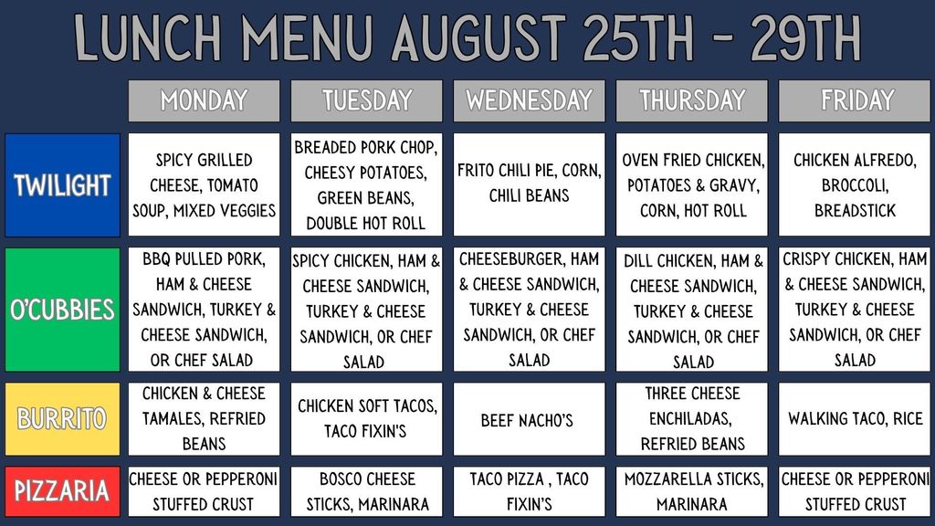 Lunch menu