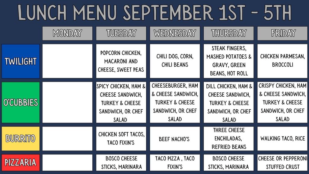 Lunch menu