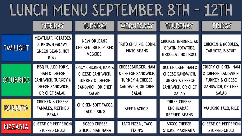 Lunch menu