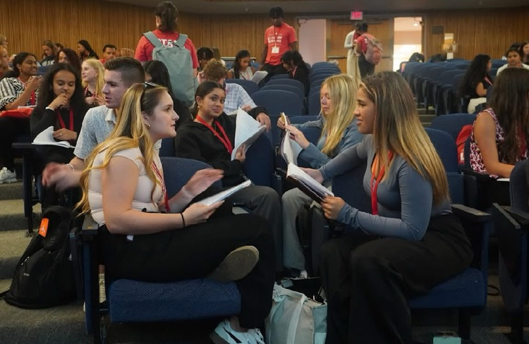 group of students talking