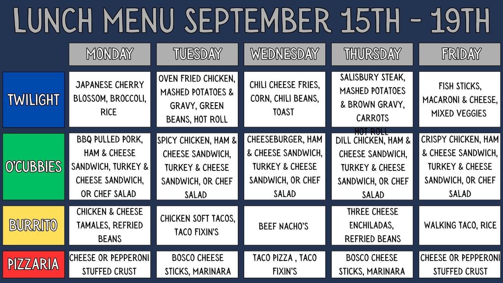 Lunch menu