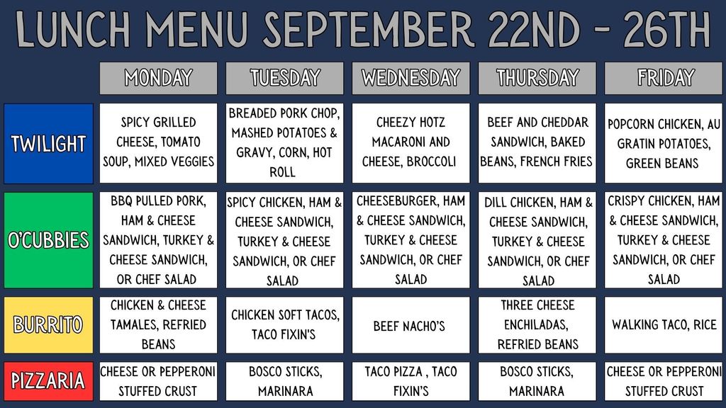 Lunch menu
