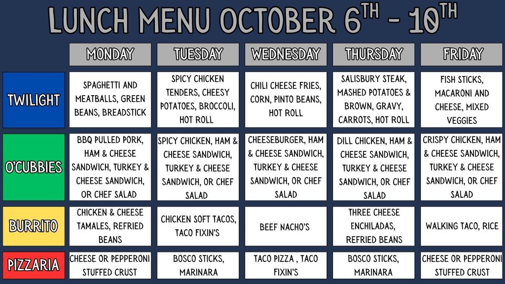 Lunch menu