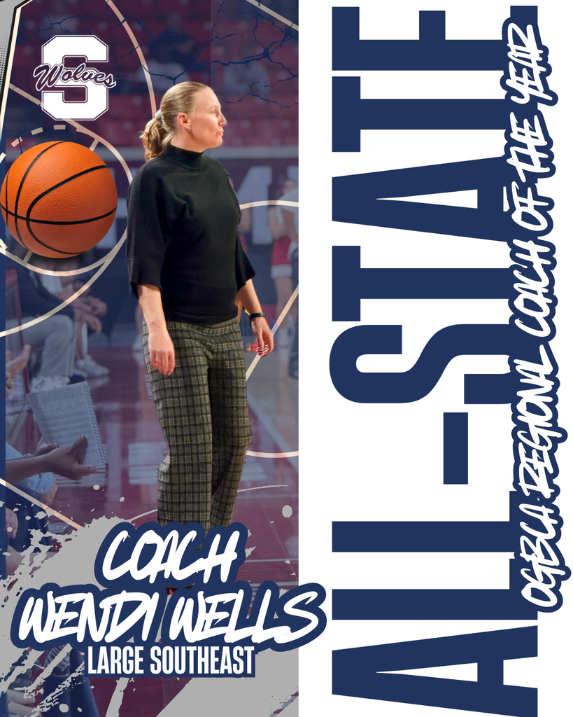 graphic with text and female basketball coach