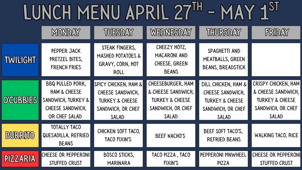 Lunch menu