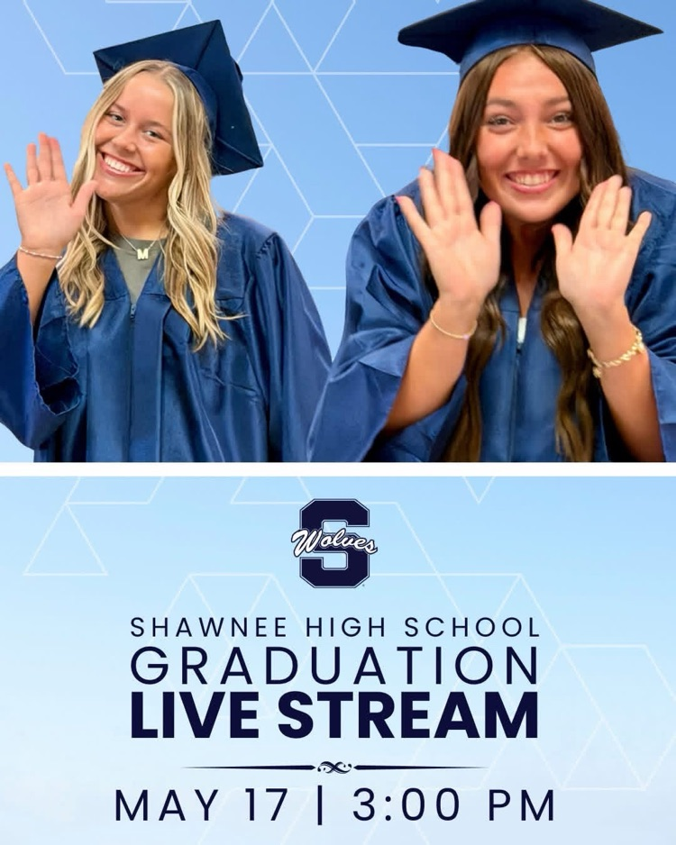 two girls in cap and gown waving with text