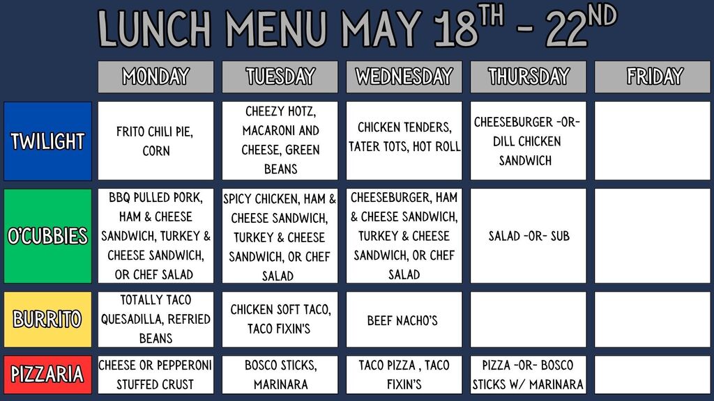 Lunch menu