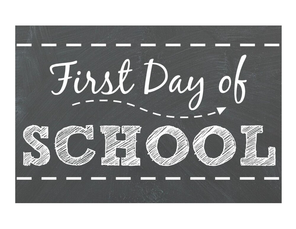 First day of school written on what appears to be a chalk board
