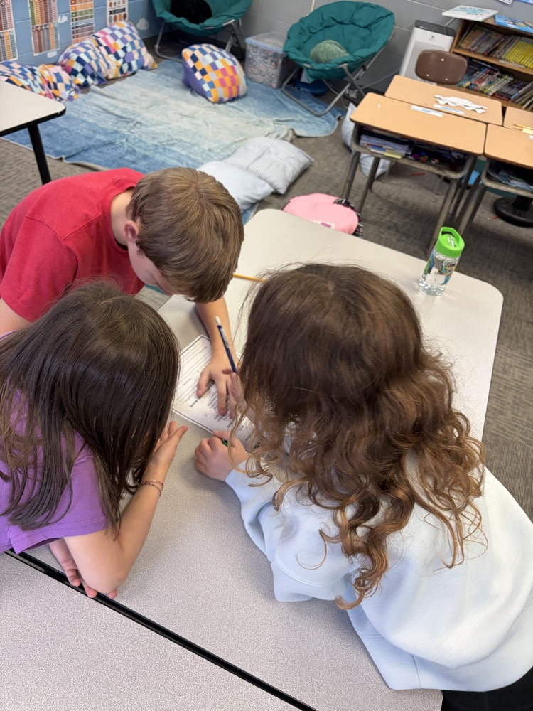 Students working together on community paper
