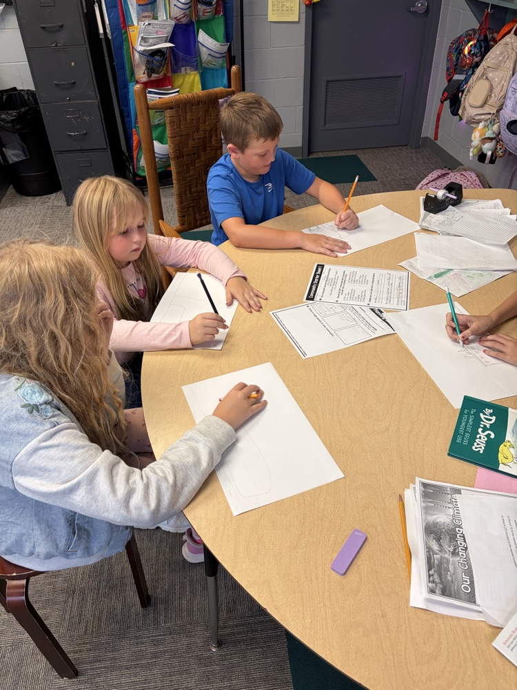 Students working together on community paper