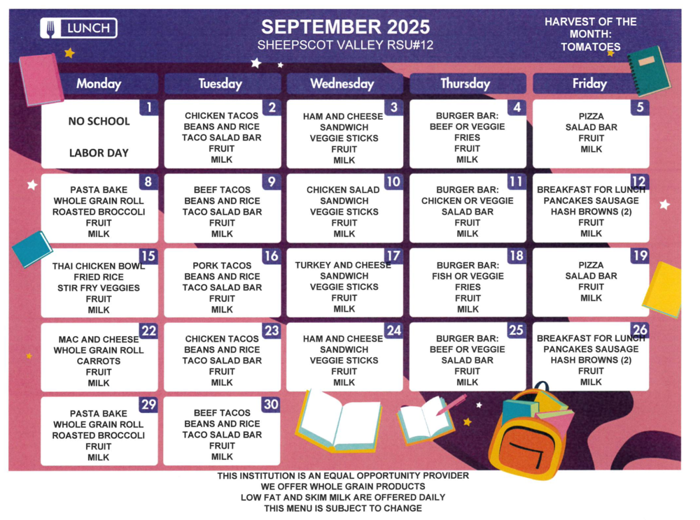 September Lunch Menu