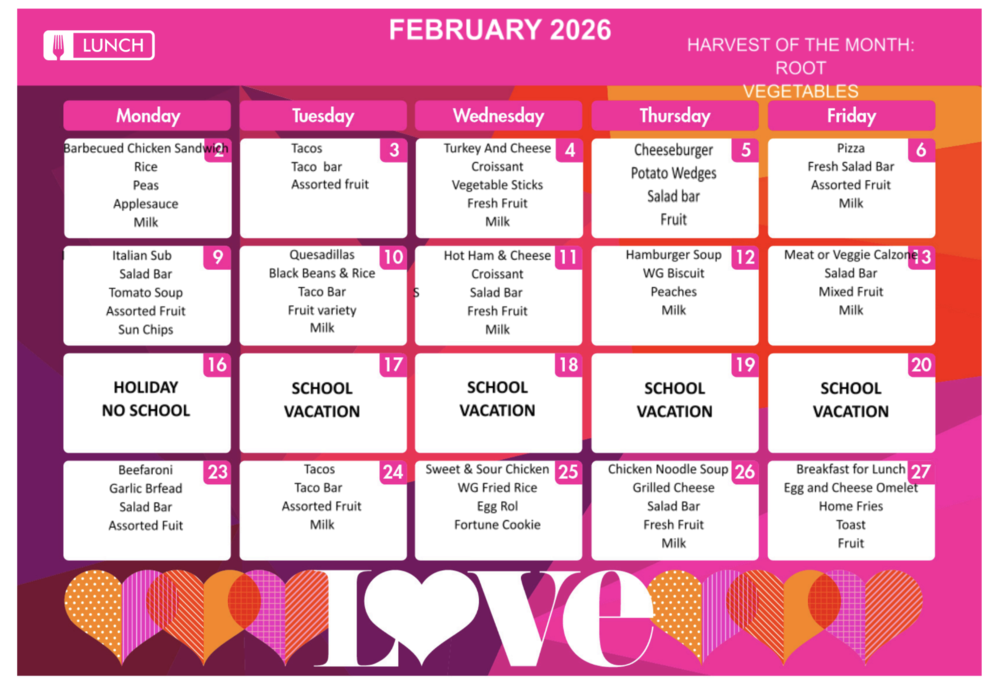 February Lunch Menu