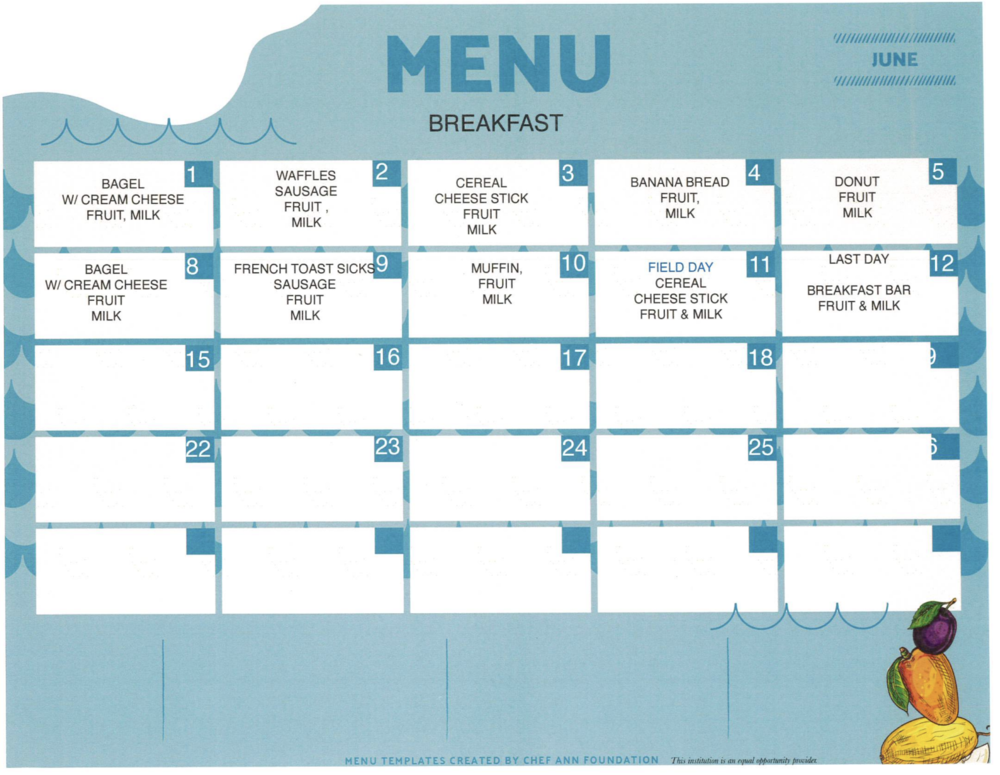 June Breakfast Menu
