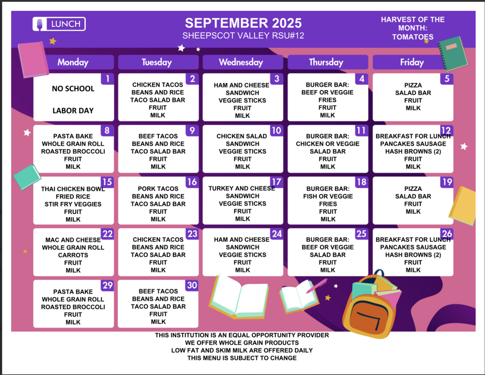 September Lunch Menu