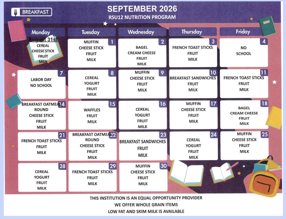 September's Breakfast Menu