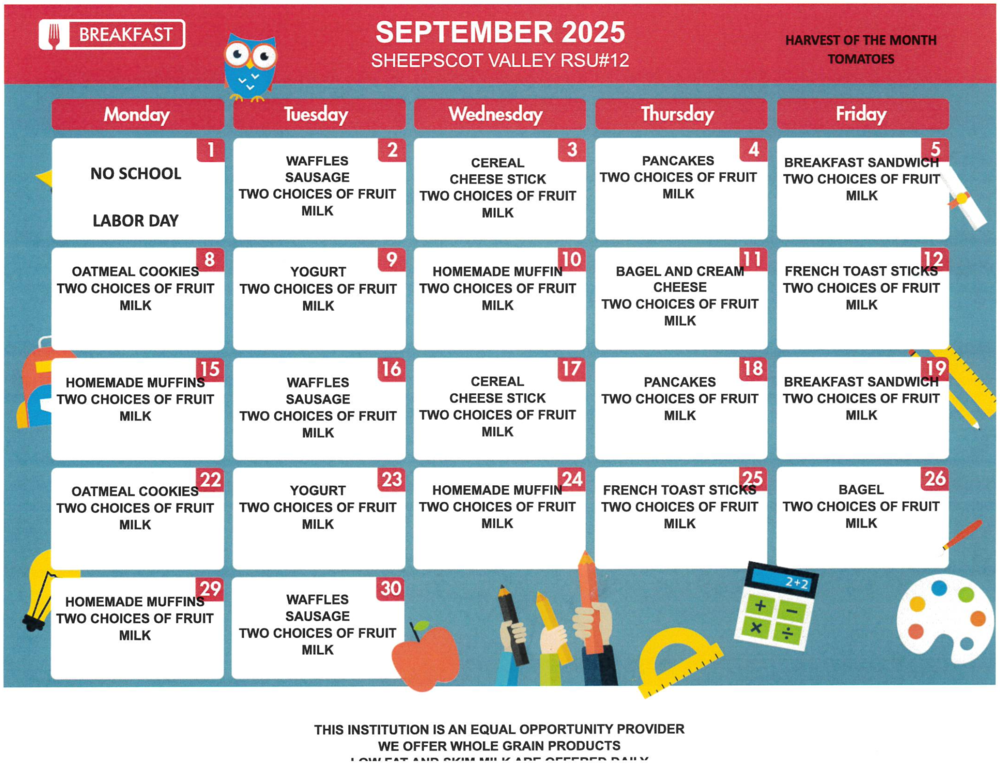 September Breakfast Menu