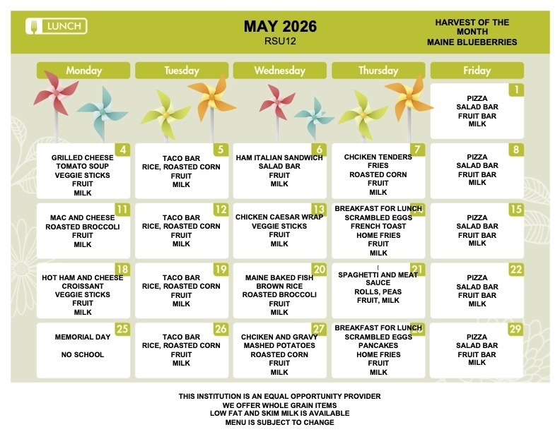 May Lunch Menu
