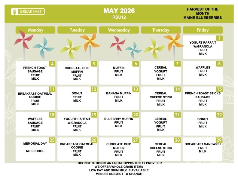 May Breakfast Menu
